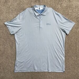 johnnie-O Polo Shirt Mens XXL Light Blue Kauri Cliffs Performance Stretch Golf